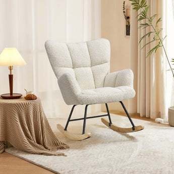 Tufted Linen Upholstered Rocking Chair