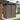Outdoor metal garden storage shed with pent roof, two doors, brown panels and black frame