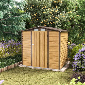 189.8cm W Outdoor Galvanized Steel Tawny Storage Shed, Tawny