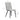 Light gray tufted armless dining chair with padded seat and black metal legs, side view