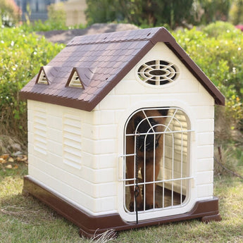 48cm W Elevated Plastic Dog House with Wire Door Dog Houses Living and Home 