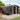 Metal garden storage shed with sliding door open, dark gray corrugated walls, vents