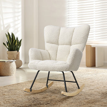 Tufted Linen Upholstered Rocking Chair