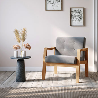 Modern Armchair with Upholstery and Rubberood Frame