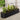 Dark grey oval raised garden bed planter with ribbed panels and mixed green plants