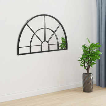 100cm W Window Pane Half Circle Wall Mirror