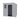 Gray plastic garden storage shed with large open doorway and side window panel