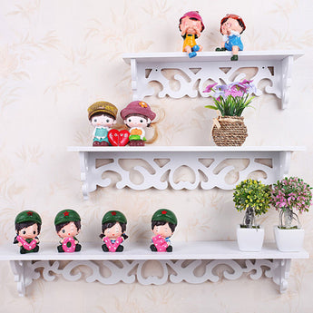 Set of 3 Wooden Shelves Storage Display Rack Wall-Mounted White