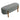 Grey upholstered bench with rounded ends and wooden legs