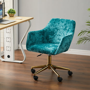 Velvet Upholstered Home Office Swivel Task Chair, Light Green