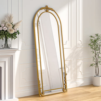 180cm H Vintage Arch Floor Mirror Wall Mount Mirror, Gold