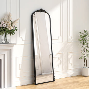 163cm H Arch Metal Black Framed Full Length Mirror, Black