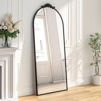 180cm H Vintage-Inspired Metal Framed Accent Mirror, Black