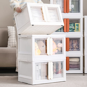 Double-Door Collapsible Storage Organizer Box with Wheels