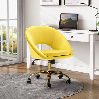 Velvet Swivel Office Chair, Yellow