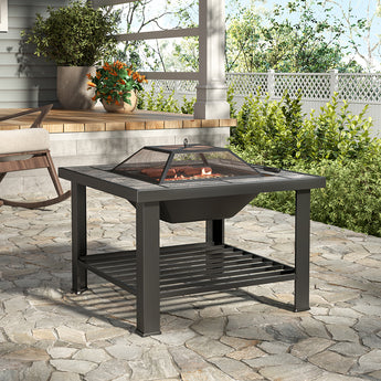 76cm W Multifunctional Outdoor Square Fire Pit