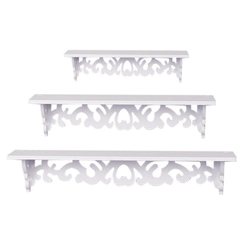 Set of 3 Wooden Shelves Storage Display Rack Wall-Mounted White