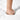 Padded white mattress surface with soft dimples, with a bare foot resting