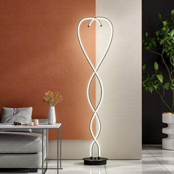 155cm H Heart-Shaped Spiral LED Floor Lamp, Black