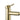 Brushed gold single-lever mixer tap close-up with angled aerator