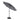 3-tier patio umbrella tilted open, dark grey canopy fabric with ribs and pole