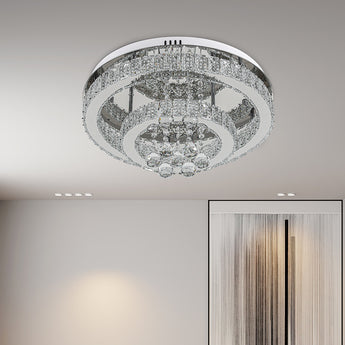 50cm D Double Tier Round Crystal Ceiling Light