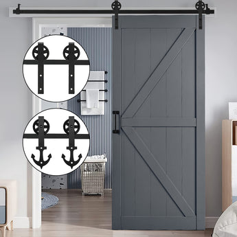 Sliding Barn Door Hardware Set with Wheel Rollers