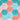 Hexagon peel-and-stick vinyl flooring roll close-up with teal and pink hexagon pattern