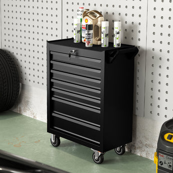 90cm H Lockable 7-Drawer Tool Trolley Rolling Cabinet