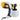Angled view of HVLP spray gun with nozzle, cup on stand, and model label window