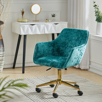 Light Green Velvet Upholstered Home Office Swivel Task Chair