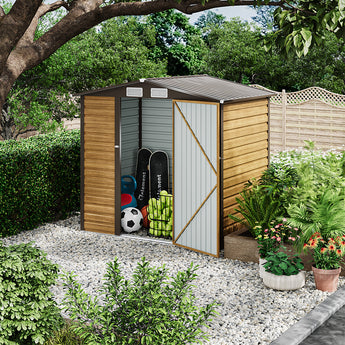 189.8cm W Outdoor Galvanized Steel Tawny Storage Shed, Tawny