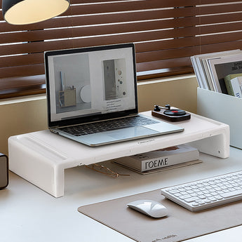 Premium White Computer Monitor Stand Riser with Storage Shelf