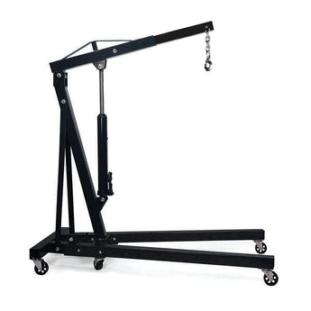 Black 2T Portable Hydraulic Engine Crane Folding Hoist with Hooks