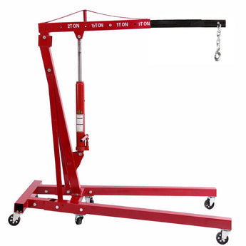 Red 2T Portable Hydraulic Engine Crane Folding Hoist with Hooks