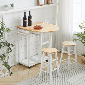 Chic White Kitchen Mobile Cart with Pine and MDF Construction Living and Home 