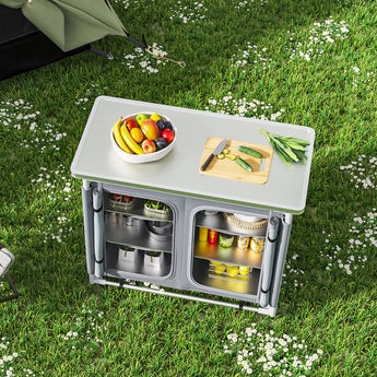 Camping Outdoor Kitchen with 4 Adjustable Feet and 6 Layers CAMPING KITCHEN ISLANDS Living and Home 