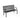 Black metal outdoor bench with slatted backrest and curved armrests