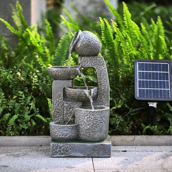 Cascade Solar-powered Water Fountain for Outdoors Fountains Living and Home 