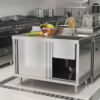 Dismantlable 201 Stainless Steel Single Sink Cabinet with Left-Side Sink Living and Home 