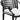Close-up of black armrest and light grey cushion on outdoor dining chair
