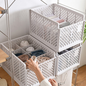 Plastic Stackable Clothes Storage Basket Drawer Organizer