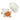 White pet food storage bin with orange lid panel and base insert, separated