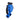 Blue retractable leash with black wrist handle and LED light attachment, side view