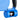 Close-up of blue retractable leash handle with waste-bag dispenser window