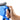 Hand pressing the blue retractable leash release button near LED light