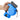 Blue retractable leash handle with LED module and clasp, shown in close-up