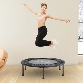 38 Inch Black Foldable Round Exercise Trampoline Trampolines Living and Home 