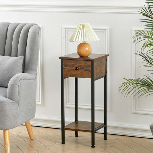 30CM Wide Ironart Wooden Side Table with Drawer