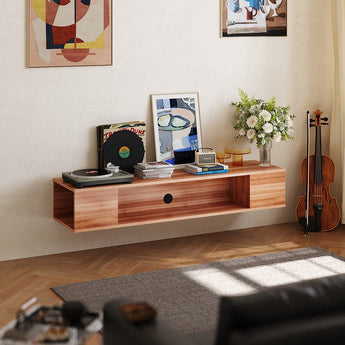 Stylish Brown Floating Cabinet with Single Shelf Living and Home 